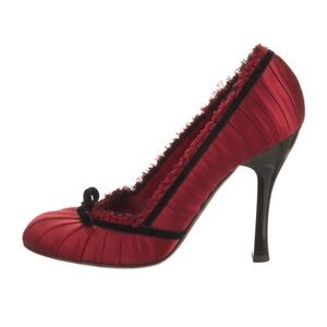 Louis Vuitton Red Satin High Heel Pump with Bow 39
